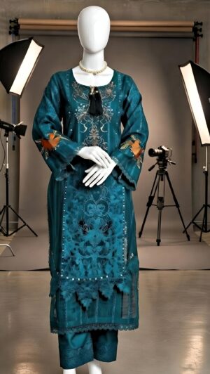 Dark Teal Embroidered Suit